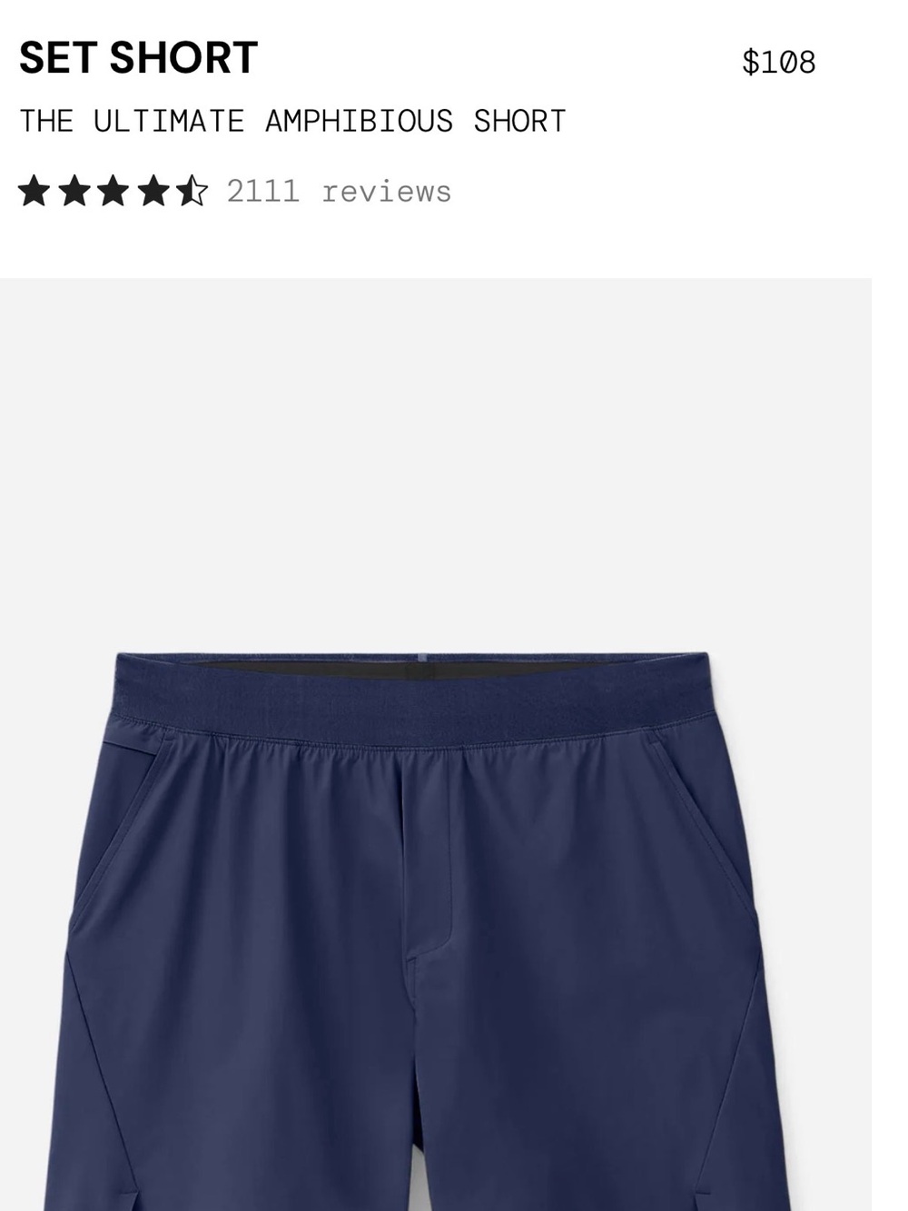 Ten Thousand Set Short in Navy 5” fully lined with flaw